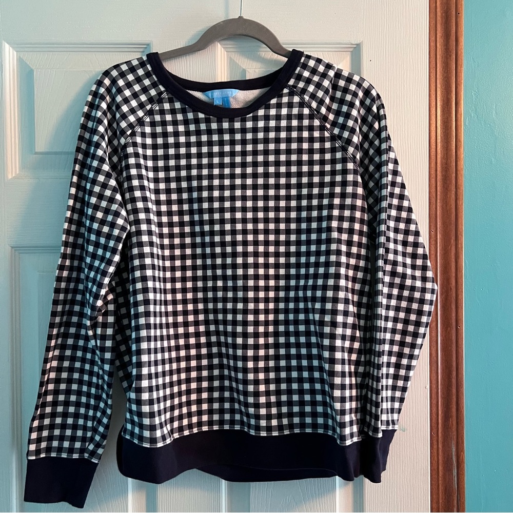 Draper James navy gingham sweatshirt
